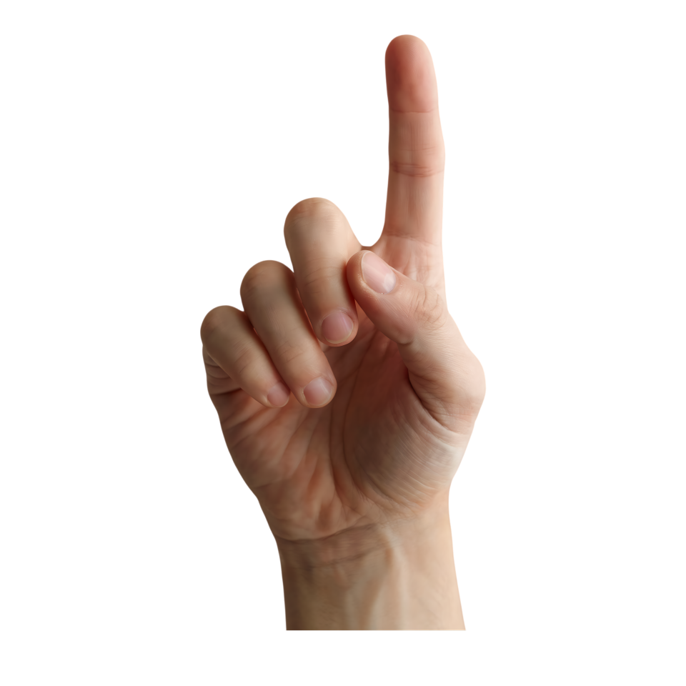 Close up of Human Hand Pointing Up with Index Finger on Transparent ...