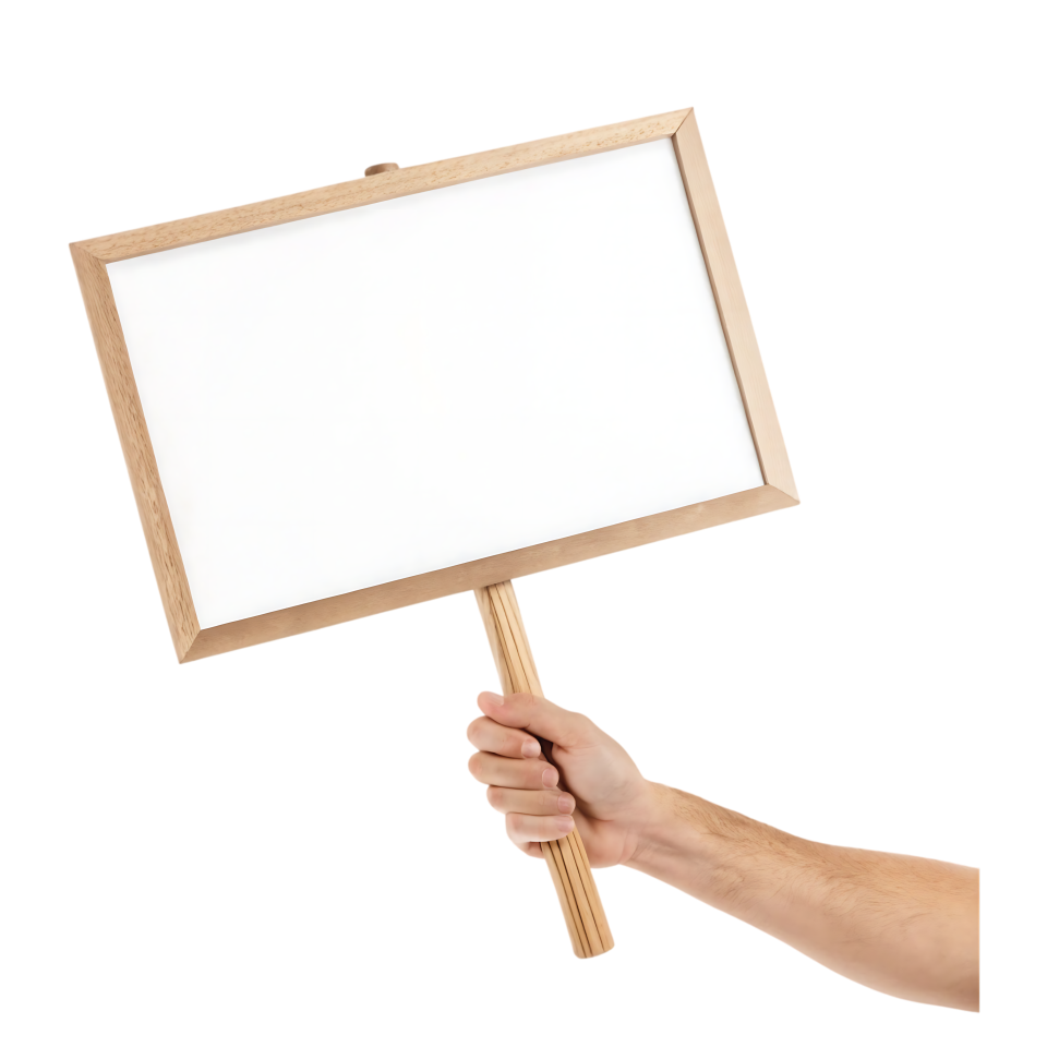 Hand Holding Blank White Wooden Protest or Directional Sign Mockup ...