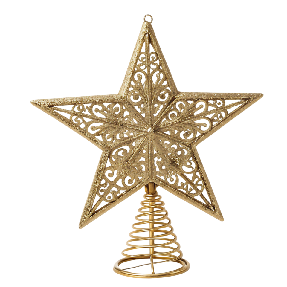 Elegant Gold Glitter Filigree Star Tree Topper Ornate Christmas ...