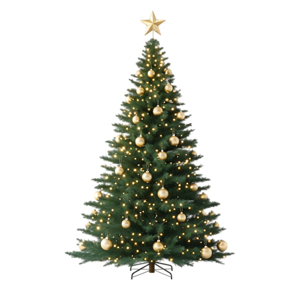 Realistic Decorated Christmas Tree with Gold Ornaments 3D Holiday ...