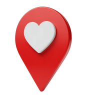 3D Glossy Red Map Pointer with Heart Icon PNG Cutout for Travel and ...