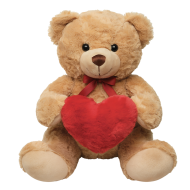 Classic Tan Teddy Bear Holding Red Plush Heart PNG Cutout for Gifts and ...